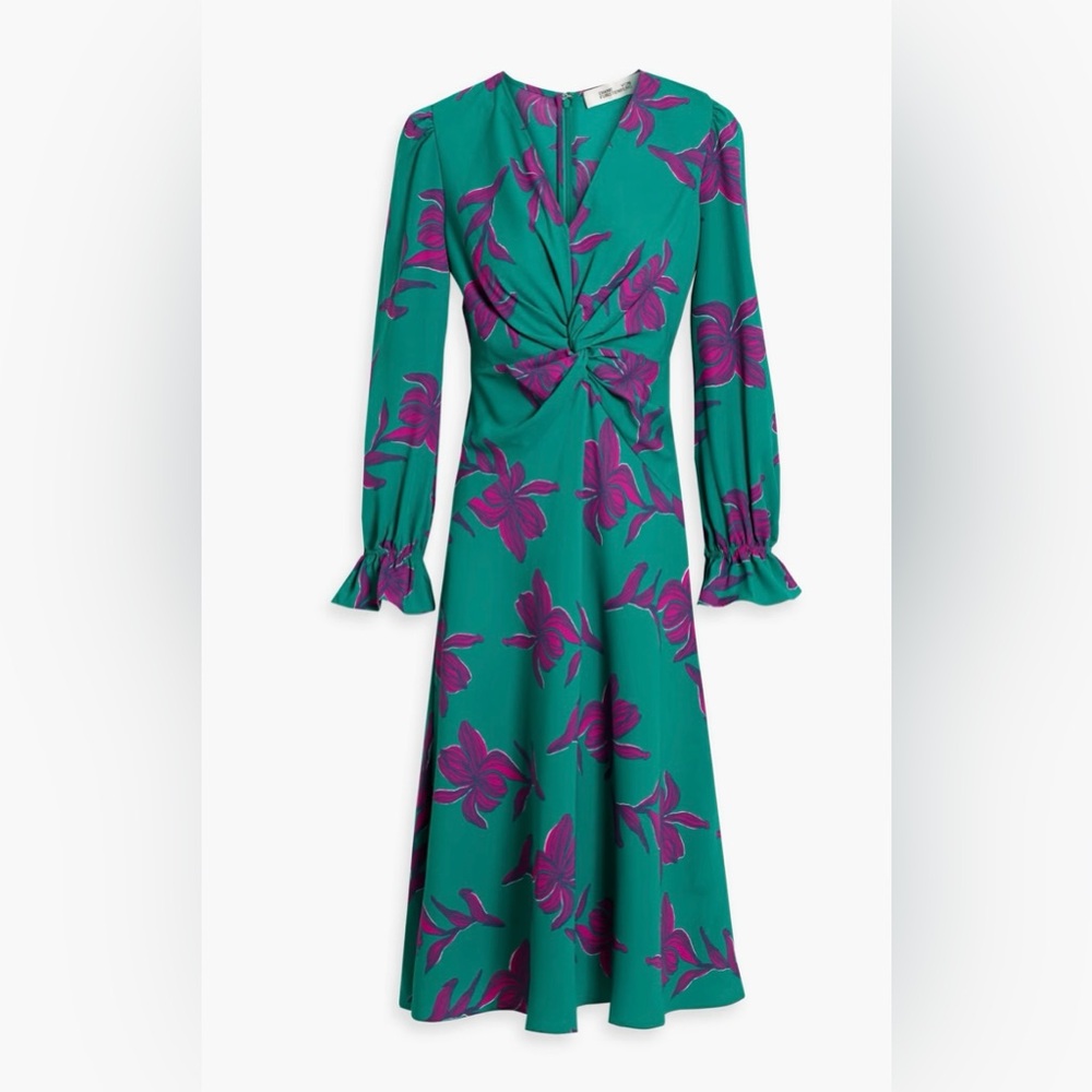 DVF Diane Von Furstenberg Floral Green and Purple Dress